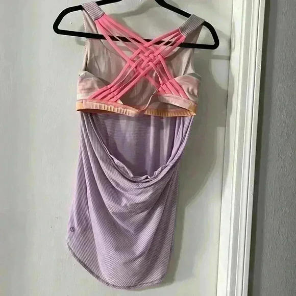 Lululemon Wild Tank Purple Stripe with attached bra Size 8 - Picture 2 of 5